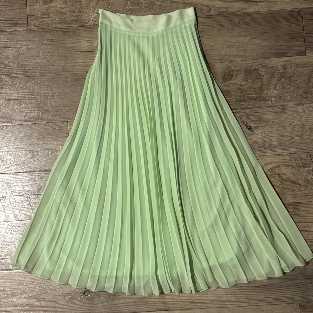 Zara Light Green Pleated Maxi Skirt